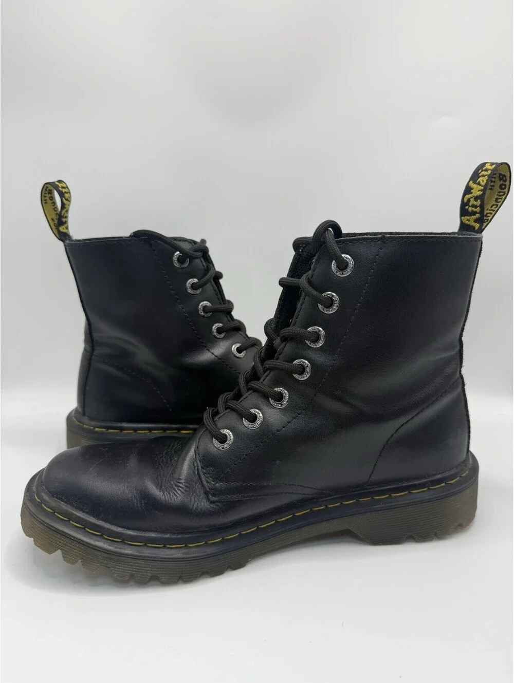 Dr Doc Martens Luana Air Wair Black Leather Combat Boots US Women’s Size 8